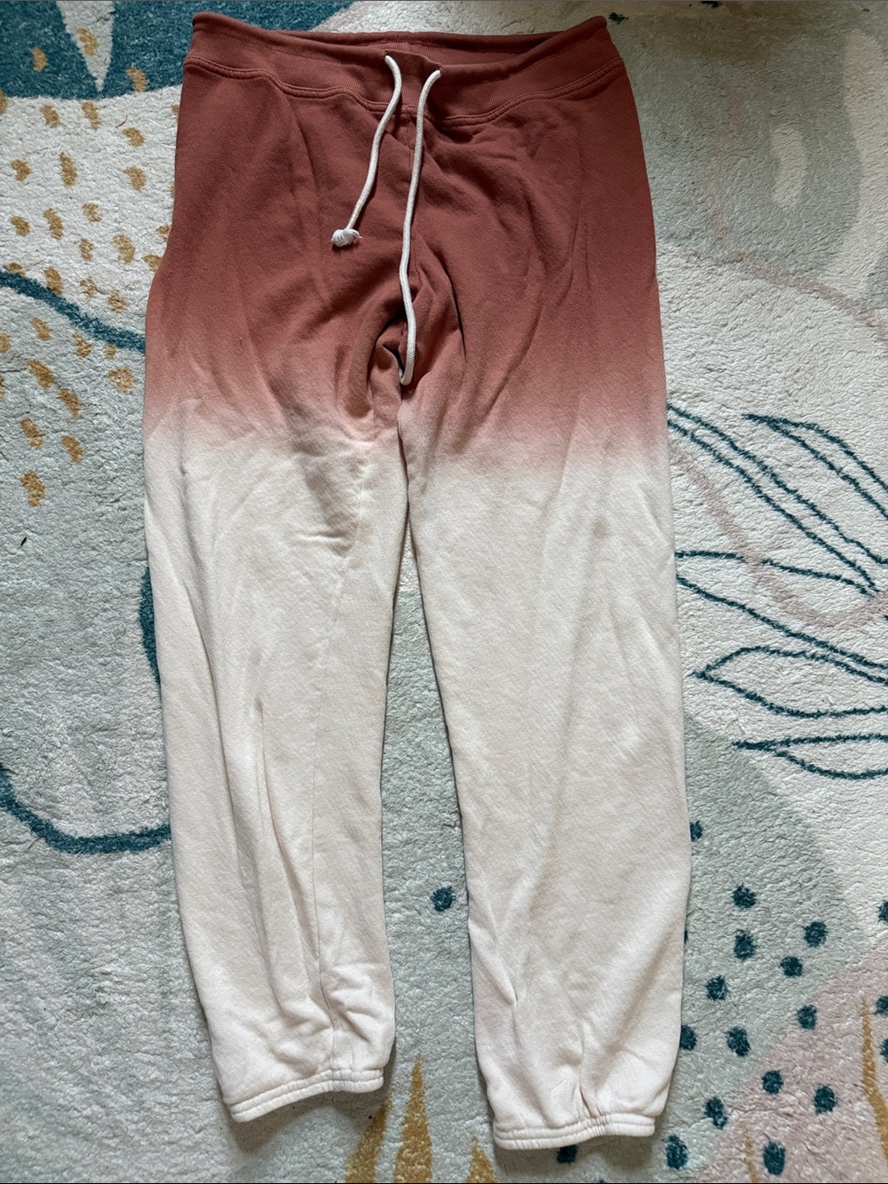 Marine Layer Blake Pant Vintage Terry Joggers in Amber Brown Dip Dye NWOT Small
